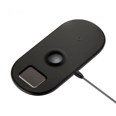 Бездротовий зарядний пристрій Baseus Smart 3-in-1 Wireless Charger For Phone+Watch+Pod (18W) (WX3IN1-C01) Black