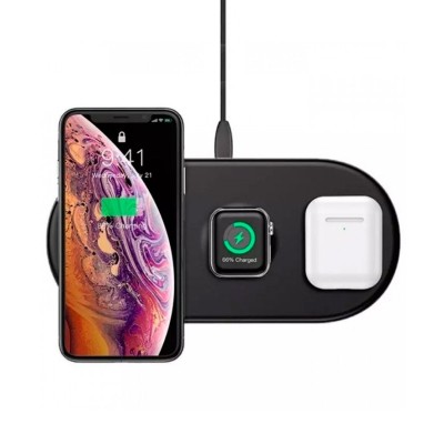 Бездротовий зарядний пристрій Baseus Smart 3-in-1 Wireless Charger For Phone+Watch+Pod (18W) (WX3IN1-C01) Black