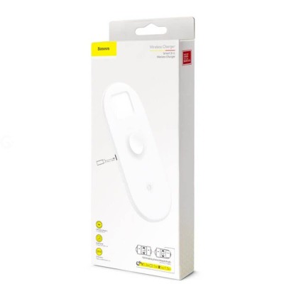 Бездротовий зарядний пристрій Baseus Smart 3-in-1 Wireless Charger For Phone+Watch+Pod (18W) (WX3IN1-C02) White