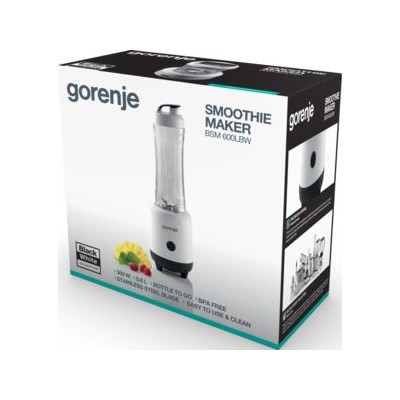 Блендер Gorenje для смузи, 300Вт, чаша-600мл, бело-черный (BSM600LBW)