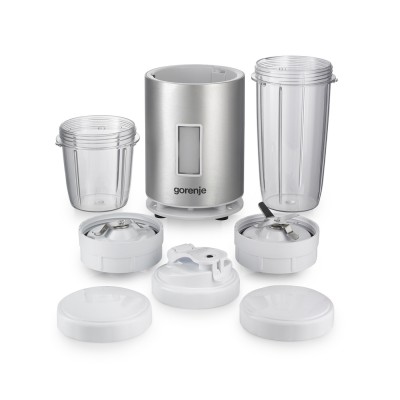 Блендер Gorenje стационарный 1200Вт, чаша-1000мл, измельчитель, серебристый (BN1200AL)